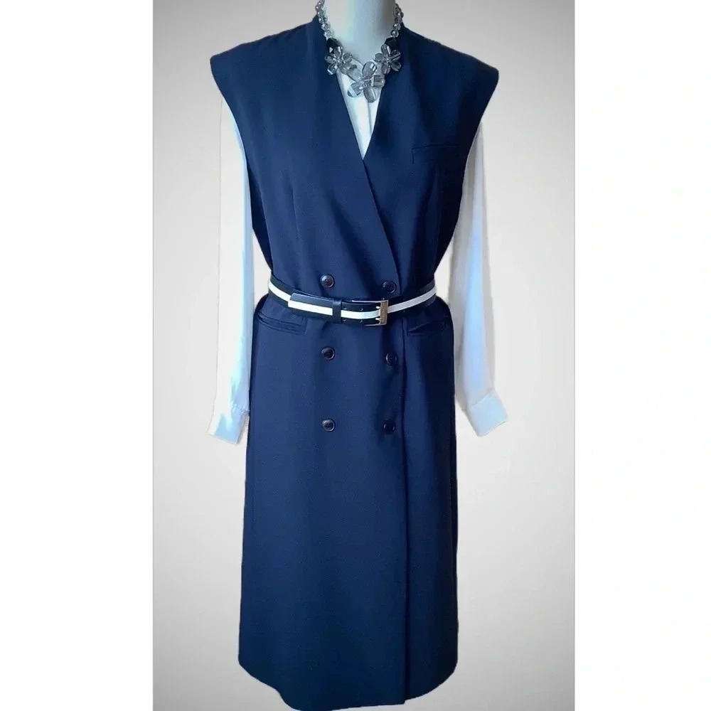 KENDI BOUTIQUE Navy Double Breasted Blazer Midi Dress M NWT
